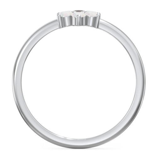 Flower Stackable Ring with Gemstones – Sterling Silver with Smokey Quartz and Opal