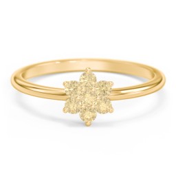 Flower Stackable Ring with Gemstones in 10K Solid Yellow Gold with Citrine