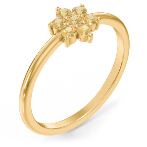Flower Stackable Ring with Gemstones – 10K Yellow Gold with Citrine