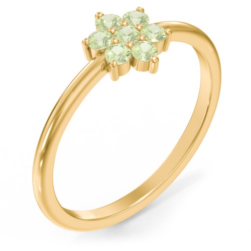 Flower Stackable Ring with Gemstones – 10K Yellow Gold with Peridot