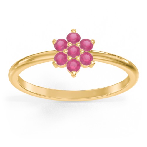 Flower Stackable Ring with Gemstones – 10K Yellow Gold with Ruby