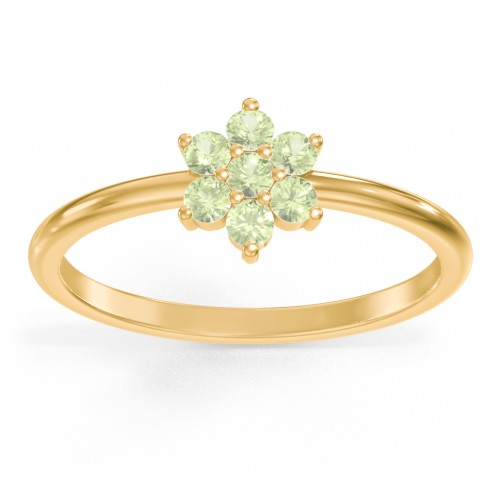 Flower Stackable Ring with Gemstones – 10K Yellow Gold with Peridot