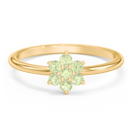 Flower Stackable Ring with Gemstones – 10K Yellow Gold with Peridot