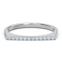 Flat Top Stackable Ring with Accents in 925 Sterling Silver with Fancy Blue Premium Zirconia