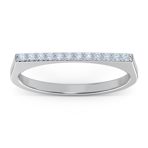 Flat Top Stackable Ring with Accents – Sterling Silver with Fancy Blue Premium Zirconia