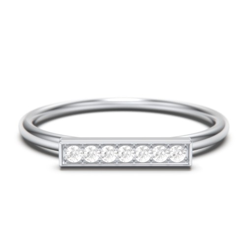Gemstone Horizontal Bar Ring – Sterling Silver with White Premium Zirconia