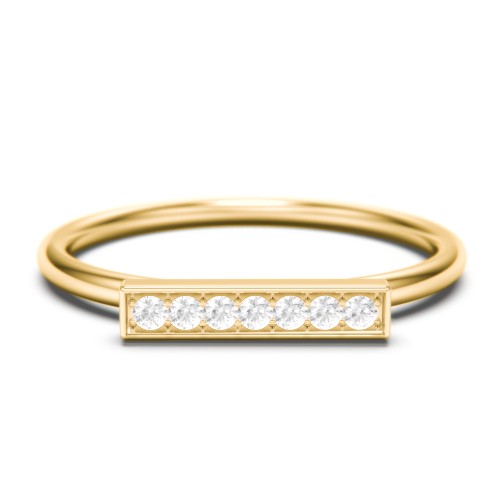 Gemstone Horizontal Bar Ring – 10K Yellow Gold with White Premium Zirconia