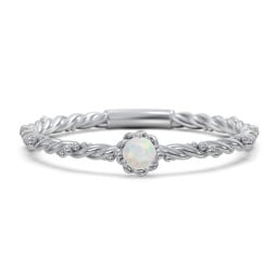 Twisted Band Stackable Ring with Gemstone