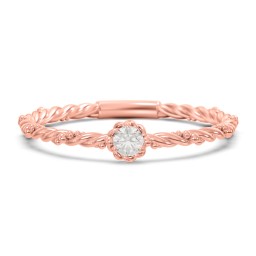 Twisted Band Stackable Ring with Gemstone