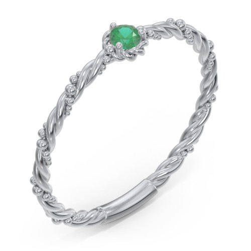 Twisted Band Stackable Ring with Gemstone