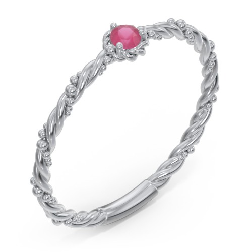 Twisted Band Stackable Ring with Gemstone