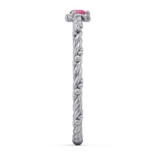Twisted Band Stackable Ring with Gemstone
