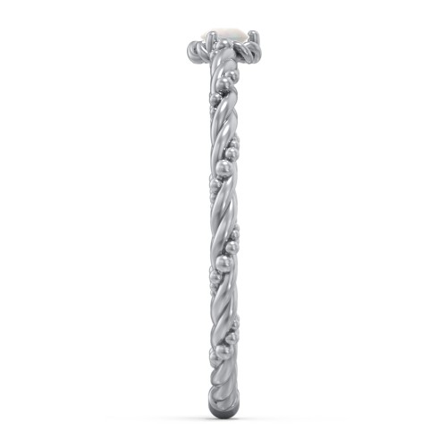 Twisted Band Stackable Ring with Gemstone