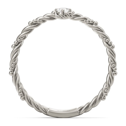 Twisted Band Stackable Ring with Gemstone – 10K White Gold with Cubic Zirconia