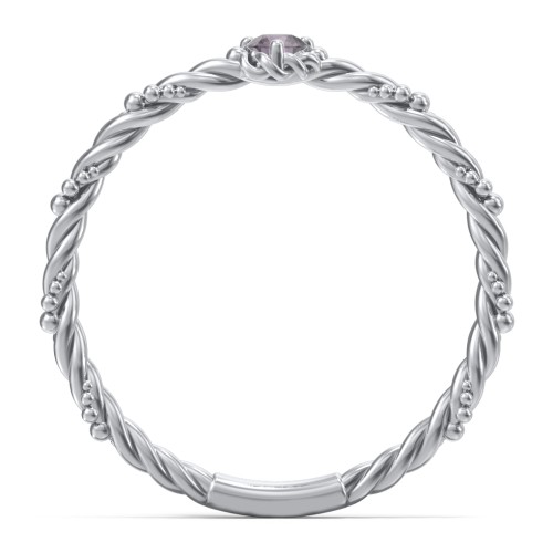 Twisted Band Stackable Ring with Gemstone – Sterling Silver with Alexandrite