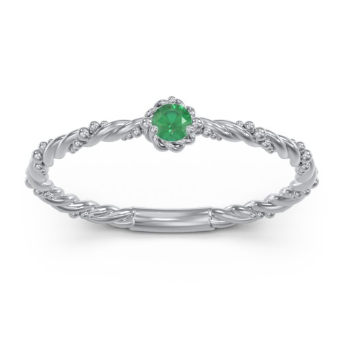 Twisted Band Stackable Ring with Gemstone