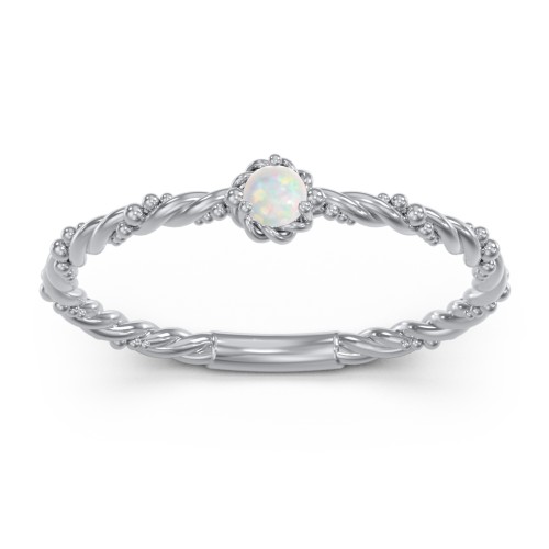 Twisted Band Stackable Ring with Gemstone
