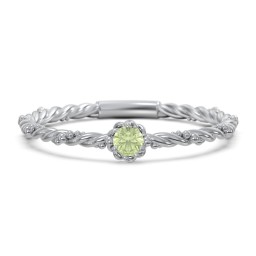 Twisted Band Stackable Ring with Gemstone in 925 Sterling Silver with Peridot