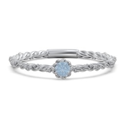 Twisted Band Stackable Ring with Gemstone in 925 Sterling Silver with Blue Topaz