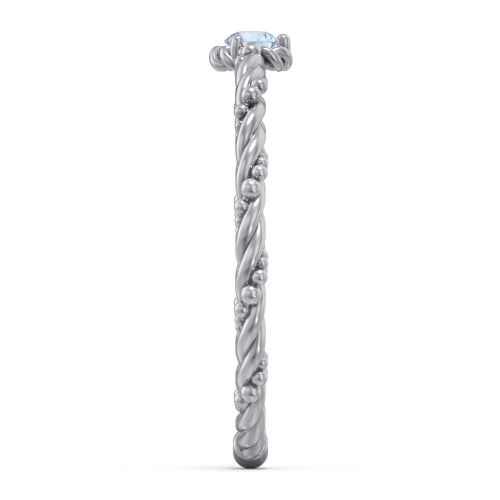 Twisted Band Stackable Ring with Gemstone – Sterling Silver with Blue Topaz