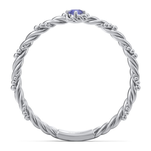 Twisted Band Stackable Ring with Gemstone – Sterling Silver with Blue Sapphire