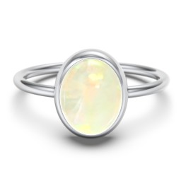 Oval Cab Gemstone Ring in 925 Sterling Silver with Opal