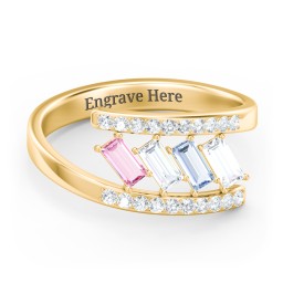 Tilted Baguette Bypass Ring with Accents