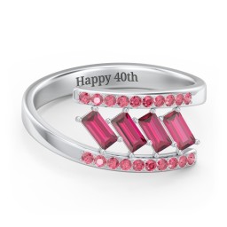 Tilted Baguette Bypass Ring with Accents