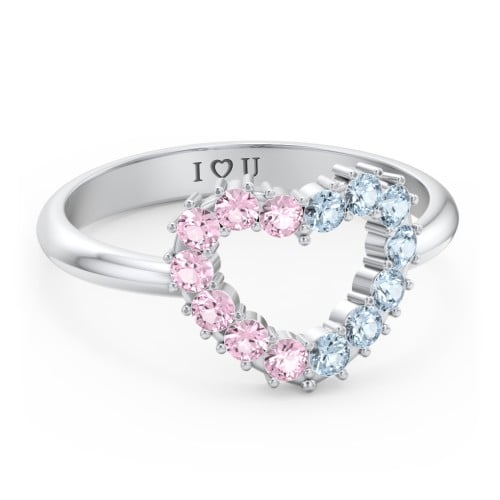 Couples Birthstone Heart Ring