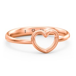 Open Heart Ring in 10K Solid Rose Gold