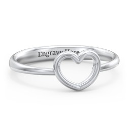 Open Heart Ring in 925 Sterling Silver