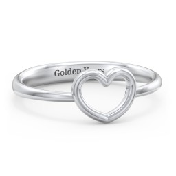 Open Heart Ring in 925 Sterling Silver