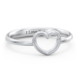 Open Heart Ring in 925 Sterling Silver