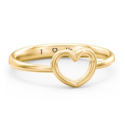 Open Heart Ring in 10K Solid Yellow Gold
