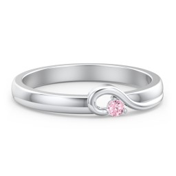 Half Heart Ring with Birthstone