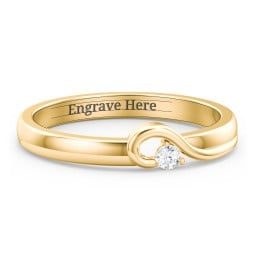 Half Heart Ring with Birthstone