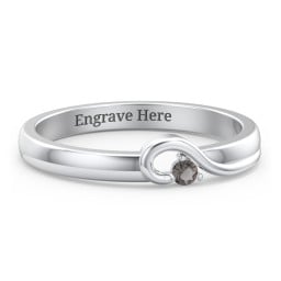 Half Heart Ring with Birthstone