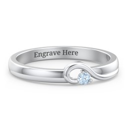 Half Heart Ring with Birthstone