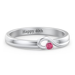 Half Heart Ring with Birthstone