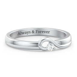 Half Heart Ring with Birthstone