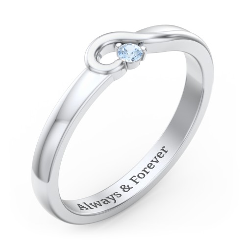 Half Heart Ring with Birthstone