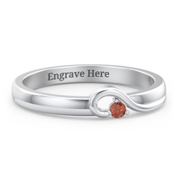 Half Heart Ring with Birthstone in 925 Sterling Silver with Garnet