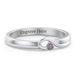 Half Heart Ring with Birthstone in 925 Sterling Silver with Alexandrite
