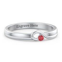 Half Heart Ring with Birthstone in 925 Sterling Silver with Garnet