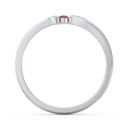 Half Heart Ring with Birthstone – Sterling Silver with Garnet