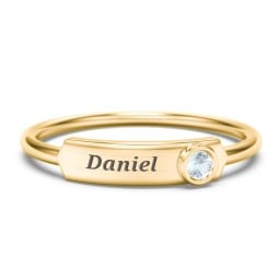 Engravable Bar Ring with Birthstone