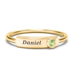 Engravable Bar Ring with Birthstone
