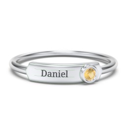 Engravable Bar Ring with Birthstone