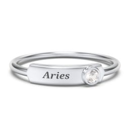 Engravable Bar Ring with Birthstone