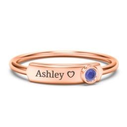 Engravable Bar Ring with Birthstone